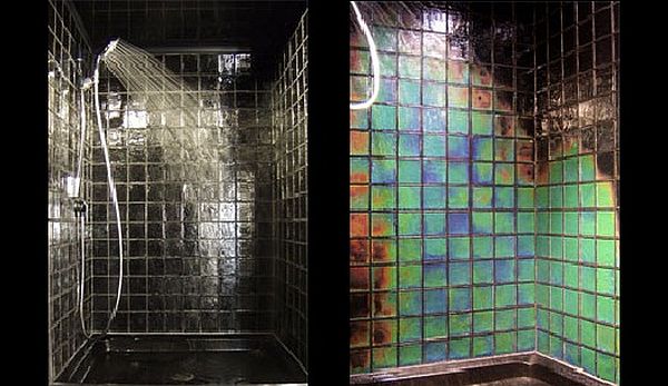 color-changing bathroom glass tiles